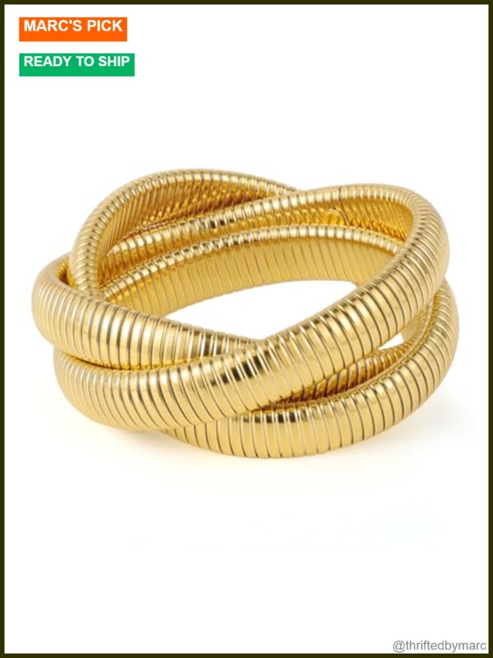 18K Gold Plated Stainless Steel Stretch Bangle Bracelet Stack Set